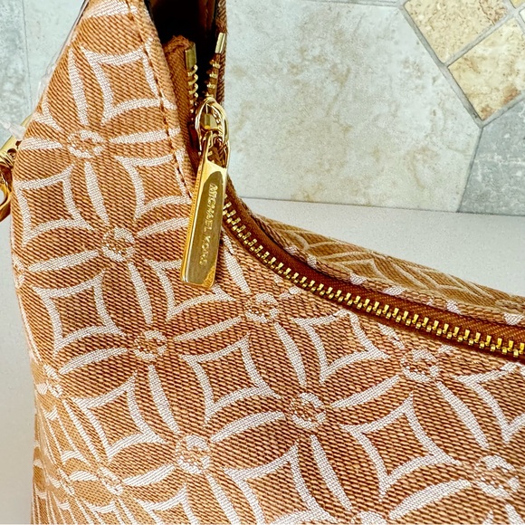 Michael Kors Ember Small Shoulder Crossbody Bag MK Light Brown Multi - Picture 13 of 14